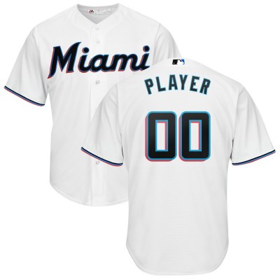 Miami Marlins Majestic Home 2019 Cool Base Custom Jersey White